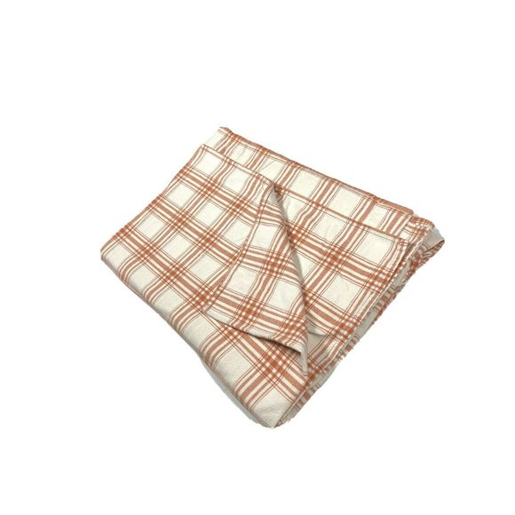 Unbranded Other - Vintage Orange White Flannel Bedding Sheet Blanket